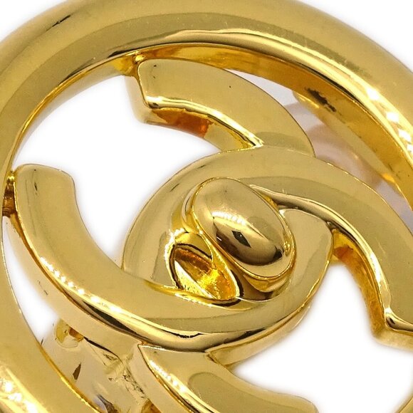 Chanel CC Turnlock Button Earrings Gold Clip-On 97P 161240 - Picture 2 of 4